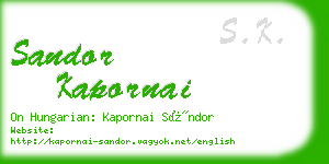 sandor kapornai business card